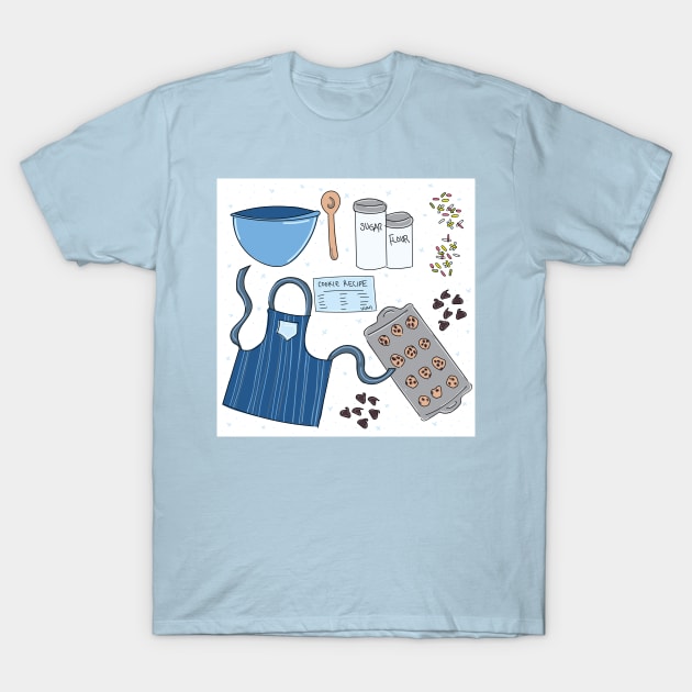 Holiday Baking, Winter theme cute baking cookies scene. T-Shirt by Angel Dawn Design